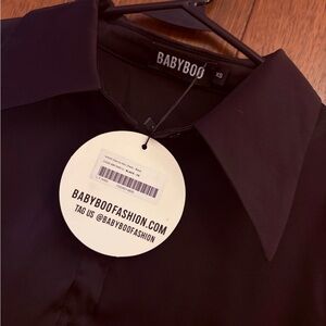 Babyboo Fashion Women's Black Long Sleeve Button Up Dress